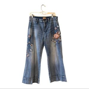 DRIFTWOOD WIDE LEG EMBROIDERED JEANS SIZE 28
